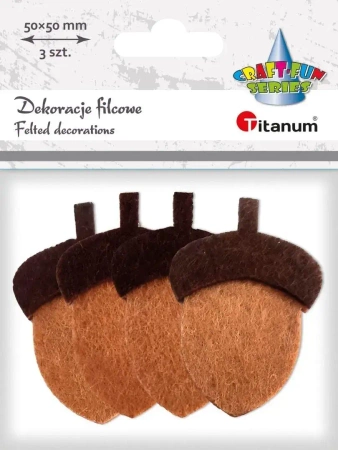 Dekoracje filcowe żołędzie 3D 36x53xmm 4szt - Titanum