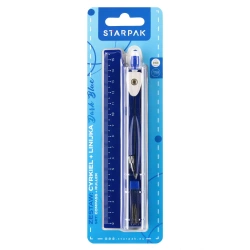 Cyrkiel metalowy + linijka 15cm navy blue - STARPAK