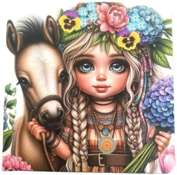 Notatnik 100x100/48K gładki TW Dziewczynka z kon. - Fresh