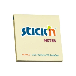 Notes samoprzylepny 76x76 mm żółty pastel 100 sztuk - STICKN