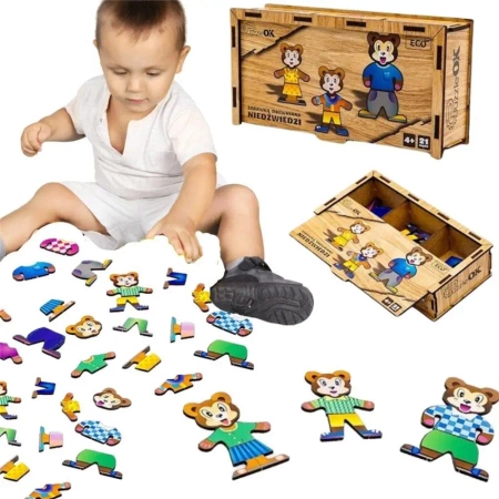 Drewniana układanka - Niedźwiedzie - PuzzleOK