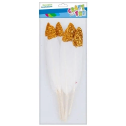 Piórka z brokatem 10-15cm 6szt. - Craft with Fun