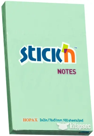 Notes samoprzylepny 76x51 mm zielony pastel 100 kartek - STICKN