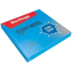 Bloczek samoprzylepny 75x75 niebieski 80 kartek - Berlingo