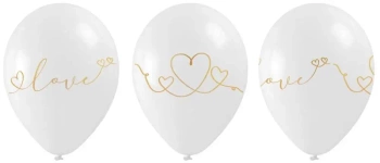 Balony ze złotym walentynkowym nadrukiem 5szt - Arpex