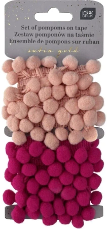 Zestaw pomponów na taśmie 2x1,5m Satin Gold - INTERDRUK