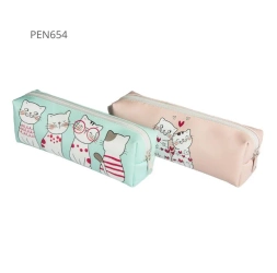 Piórnik jednokomorowy okrągły Kotki MIX - Pajacyk