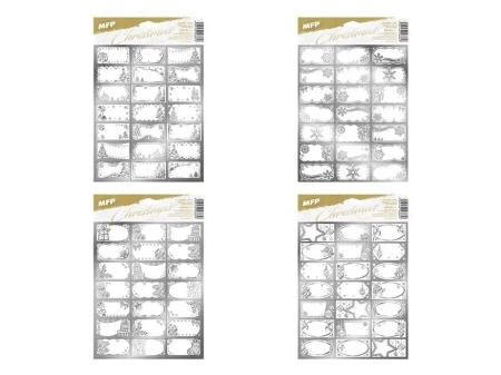 Naklejki na prezenty BN srebrne 20x30cm 21szt MIX - MFP