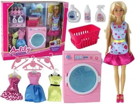Lalka Anlily pralnia + akcesoria, pralka XXL - Leantoys