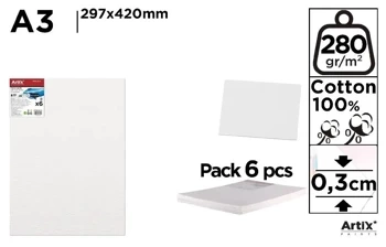 Tablica malarska A3 29,7x42x0,3cm (6szt) - Artix