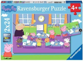 Puzzle 2x24 elementy. Świnka Peppa i cała klasa