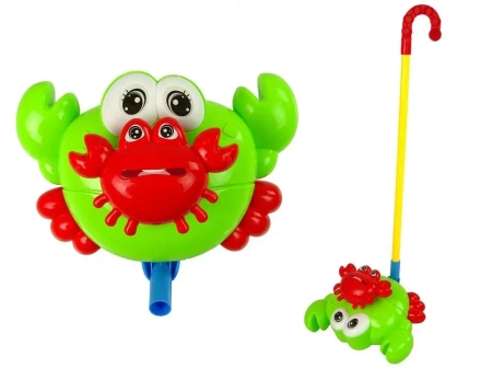 Pchacz na kiju krab zielony z dźwiękiem - Leantoys