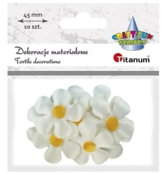 Ozdoba materiałowa kwiatki 45mm biało-żólte 10szt - Titanum