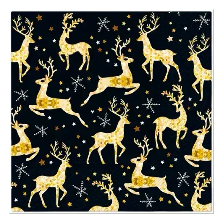 Serwetki świąteczne Golden Reindeer Charm 33x33 cm (20 sztuk)