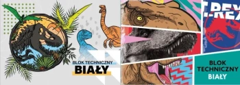 Blok techniczny A4/10K biały Jurassic park mix - Beniamin