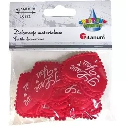 Ozdoba materiałowa serca I Love You czerwone 15szt - Titanum