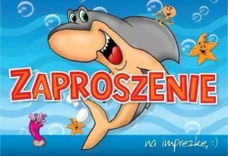Zaproszenie ZZ-035 Imprezka rekin (5 szt.) - Kukartka