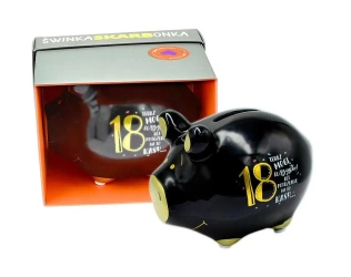 Skarbonka mała świnka Urodziny 18 - Kukartka