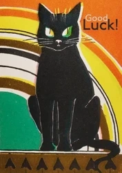 Karnet B6 z kopertą Czarny kot Good Luck Vintage - Madame Treacle