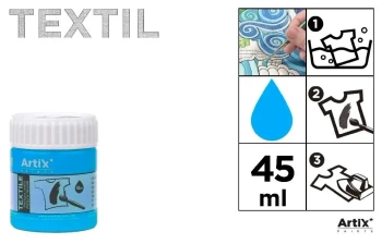 Farba do tkanin 45ml niebieski błękit (6szt) - Artix