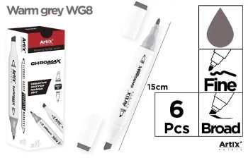 Marker Chromax z 2 końcówk. warm grey WG8 (6szt) - Artix