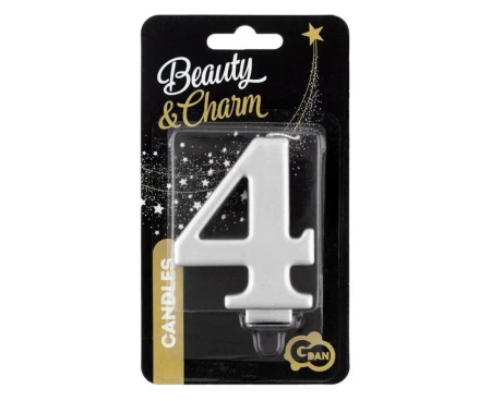 Świeczka B&C 4 metalik srebrna 8,0cm - Godan