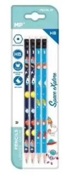 Ołówek z gumką HB 4szt Kosmos - MP Main Paper