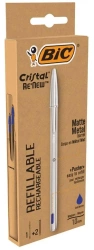 Długopis Cristal Re'new Metal niebieski + 2 wkłady - BIC