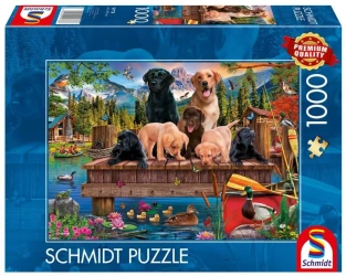 Puzzle PQ 1000 Psia rodzina nad jeziorem G3 - Schmidt