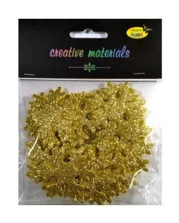 Śnieżynki z pianki brokatowej złote ok 30szt - Galeria Hobby