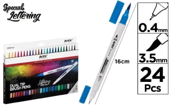 Marker dwustronny pędzelkowy 24 kolory - Artix