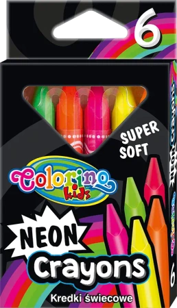 Kredki świecowe neonowe trójkątne Colorino Kids 6 kolorów - PATIO