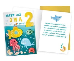 Karnet Urodziny 2 ośmiornica - Kukartka