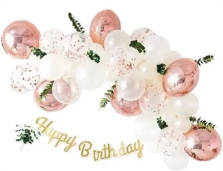 Zestaw balonów Happy Birthday różowe złoto 36el - GoParty