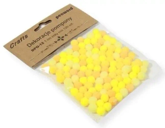 Dekoracje pompony 1cm mix żółty 120szt - Penword