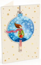 Karnet C6 naklejany + kop. Święta Kob. i bombka - Cozywood