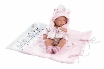 Lalka winylowa Bobas Nica z różowym kocykiem 40cm - Llorens