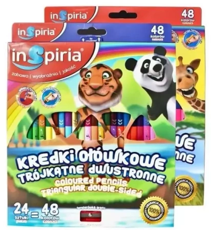 Kredki trójkątne dwustronne 24=48 kolorów - InSpiria