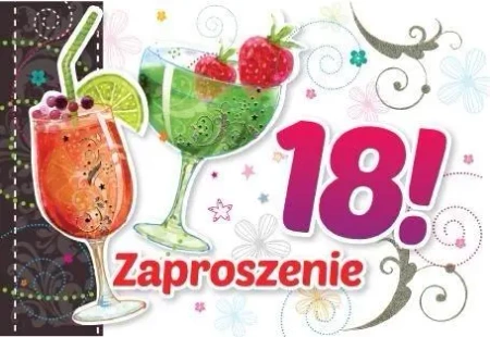 Zaproszenie ZZ-038 Urodziny 18 drinki (5 szt.) - Kukartka