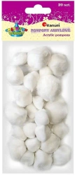 Pompony akrylowe białe 20szt. - Titanum