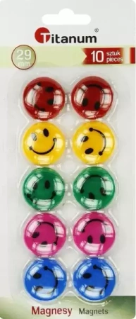 Magnesy do tablic 29mm 10szt emotikony - Titanum