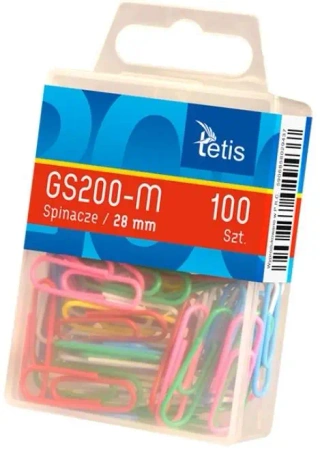 Spinacze okrągłe kolorowe 28mm 100szt. GS200-M - Tetis