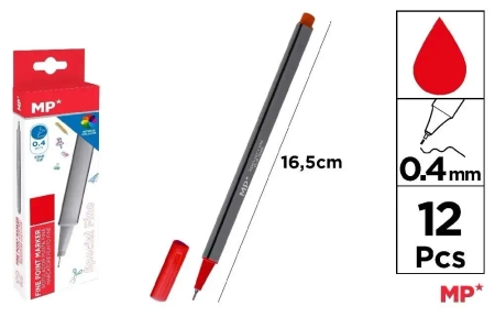 Cienkopis 0.4mm czerwony (12szt) - MP Main Paper