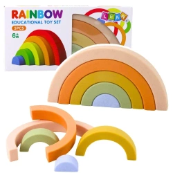 Tęczowa układanka gumowe tęcza pastelowa 5el. - Leantoys