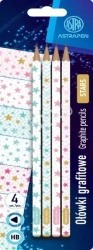 Ołówki grafitowe trójkątne HB Astrapen Stars 4 szt. - ASTRA art-pap