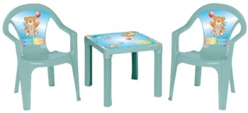 Stolik i dwa krzesła pastel turkus - 3toysm