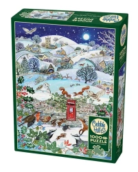Puzzle 1000 Wieś zimową nocą G3 - Cobble Hill
