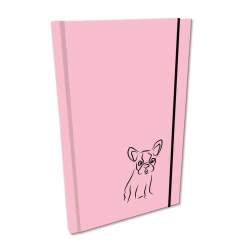 Notes A5 z gumką gładki Soft Touch Buldog różowy - Bee-bee