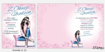 Karnet Grande + koperta wzór nr 13 Urodziny - Stamp