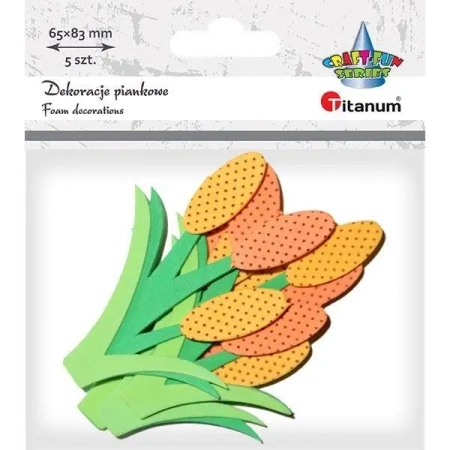 Piankowe kwiaty 3D 65x83mm 5szt - Titanum